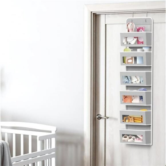 Over Door Hanging Organizer 6 Pocket Storage Clear Window Closet Holder - Picture 6 of 7